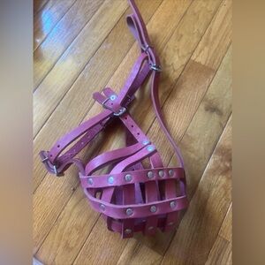PitBull Dog Muzzle Leather Basket Staffordshire Terrier Anti-bite Mesh Muzzle